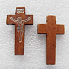 Wooden Jewelery Pendant, Cross 42x23x4mm Hole:2mm, Sold by PC