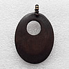 Wooden Jewelery Pendant, Flat Oval 50x38x5mm Hole:15mm, Sold by PC