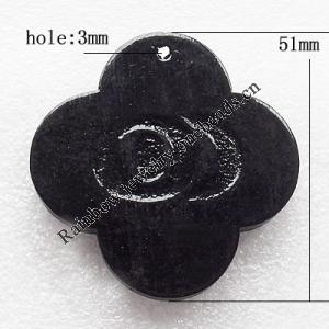 Wooden Jewelery Pendant, Flower 51x7mm Hole:3mm, Sold by PC