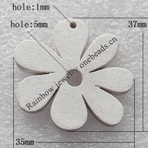 Wooden Jewelery Pendant, Flower 35x37x6mm Hole:1mm, Sold by PC