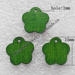 Wooden Jewelery Pendant, Flower 15x1mm Hole:1mm, Sold by PC