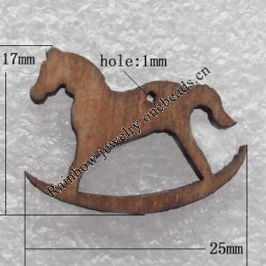Wooden Jewelery Pendant, Animal 25x17x2mm Hole:2mm, Sold by PC