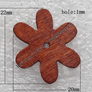 Wooden Jewelery Pendant, Flower 22x20x2mm Hole:1mm, Sold by PC