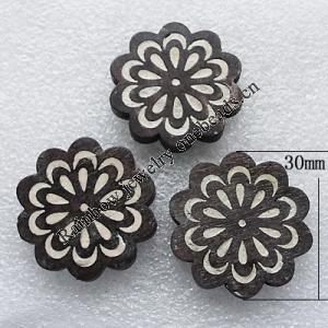  Wooden Applique, Flower 30x4mm Sold by PC