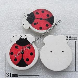 Wood Button，36x31x4mm Hole:1mm, Sold by PC