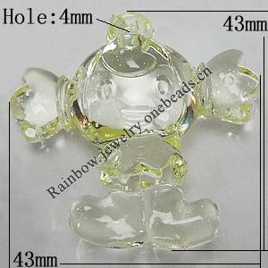 Transparent Acrylic Pendant, Children 43x43mm Hole:4mm, Sold by Bag 