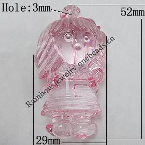 Transparent Acrylic Pendant, Children 52x39mm Hole:3mm, Sold by Bag 