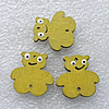 Wood Button，Animal 21x21x2mm Hole:1mm, Sold by PC