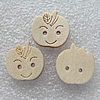 Wood Button，Apple 17x17mm Hole:2mm, Sold by PC