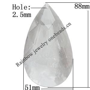 Transparent Acrylic Pendant, Faceted Teardrop 88x51mm Hole:2.5mm, Sold by Bag 