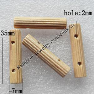 Wood Button，Column 35x7mm Hole:2mm, Sold by PC