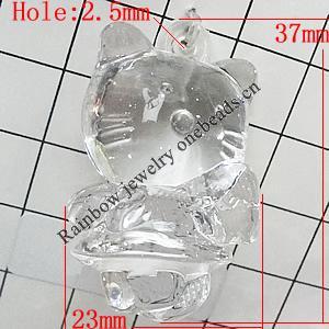 Transparent Acrylic Pendant, Animal 37x23mm Hole:2.5mm, Sold by Bag 