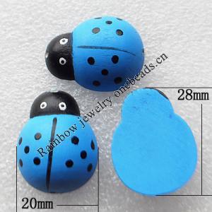 Wood Jewelery Beads，Animal 28x20mm Hole:2mm, Sold by PC