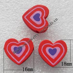 Wood Jewelery Beads，Heart 16x18mm Hole:2mm, Sold by PC