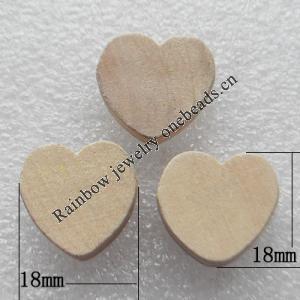 Wood Jewelery Beads，Heart 18x18mm Hole:2mm, Sold by PC
