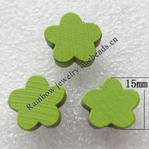 Wood Jewelery Beads，Flower 15x8mm Hole:2mm, Sold by PC