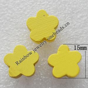 Wood Jewelery Beads，Flower 15x8mm Hole:2mm, Sold by PC