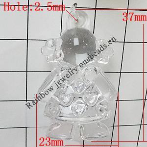 Transparent Acrylic Pendant, Children 37x23mm Hole:2.5mm, Sold by Bag 