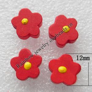 Wood Jewelery Beads，Flower 12x6mm Hole:1mm, Sold by PC