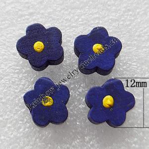 Wood Jewelery Beads，Flower 12x6mm Hole:1mm, Sold by PC