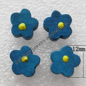 Wood Jewelery Beads，Flower 12x6mm Hole:1mm, Sold by PC