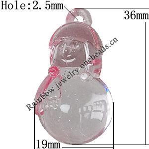 Transparent Acrylic Pendant, Children 36x19mm Hole:2.5mm, Sold by Bag 