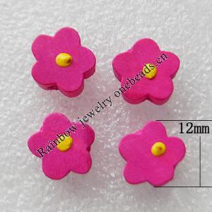 Wood Jewelery Beads，Flower 12x6mm Hole:1mm, Sold by PC