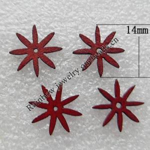 Wood Jewelery Beads，Flower 14x2mm Hole:1mm, Sold by PC
