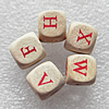 Wooden Jewelery Beads,Mix Letters, Cube 16mm Hole:3mm, Sold by PC