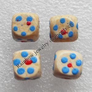 Wooden Jewelery Beads, Cube 10mm Hole:3mm, Sold by PC