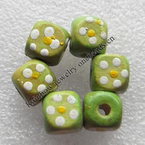 Wooden Jewelery Beads, Cube 10mm Hole:3mm, Sold by PC