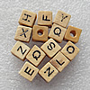 Wooden Jewelery Beads,Mix Letters, Cube 10mm Hole:3mm, Sold by PC