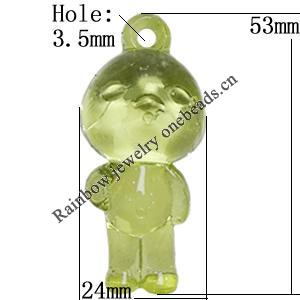 Transparent Acrylic Pendant, Children 53x24mm Hole:3.5mm, Sold by Bag 