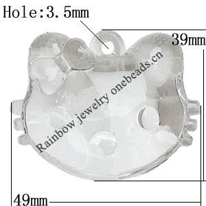 Transparent Acrylic Pendant, Animal Head 49x39mm Hole:3.5mm, Sold by Bag 