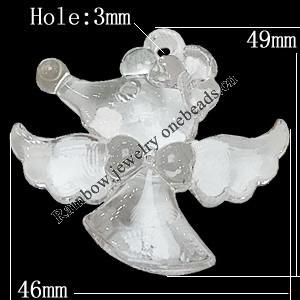 Transparent Acrylic Pendant, Animal 46x49mm Hole:3mm, Sold by Bag 