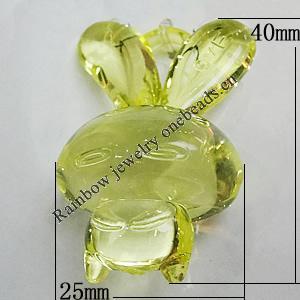 Transparent Acrylic Pendant, Animal 40x25mm Hole:3mm, Sold by Bag 