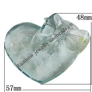 Acrylic Cabochons, Heart 48x57mm, Sold by Bag 