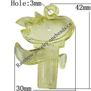 Transparent Acrylic Pendant, 42x30mm Hole:3mm, Sold by Bag 