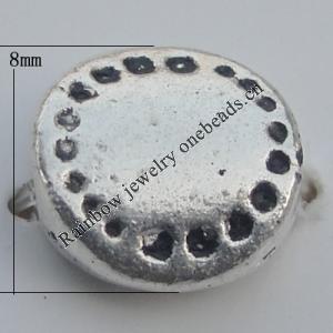 Bead Zinc Alloy Jewelry Findings Lead-free, Flat Round 8mm Hole:1mm, Sold by Bag