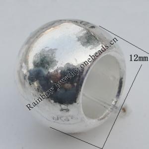 European style Beads Zinc Alloy Jewelry Findings Lead-free, 12x8.5mm Hole:6.5mm, Sold by Bag
