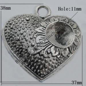 Pendant Zinc Alloy Jewelry Findings Lead-free, 38x37mm Hole:4.5mm, Sold by Bag