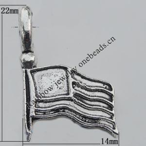 Pendant Zinc Alloy Jewelry Findings Lead-free, 22x14mm Hole:4mm, Sold by Bag