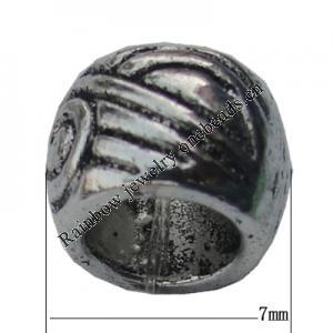 European style Beads Zinc Alloy Jewelry Findings Lead-free, 7mm Hole:6mm, Sold by Bag