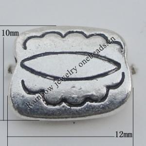 Bead Zinc Alloy Jewelry Findings Lead-free, 12x10mm Hole:1.5mm, Sold by Bag