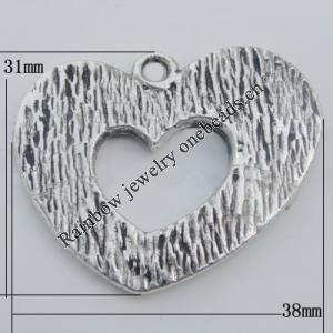 Pendant Zinc Alloy Jewelry Findings Lead-free, 31x38mm Hole:3mm, Sold by Bag