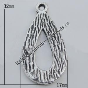 Pendant Zinc Alloy Jewelry Findings Lead-free, 32x17mm Hole:2mm, Sold by Bag
