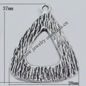 Pendant Zinc Alloy Jewelry Findings Lead-free, 37x28mm Hole:2mm, Sold by Bag