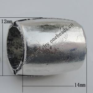 European style Beads Zinc Alloy Jewelry Findings Lead-free, 14x12mm Hole:8mm, Sold by Bag