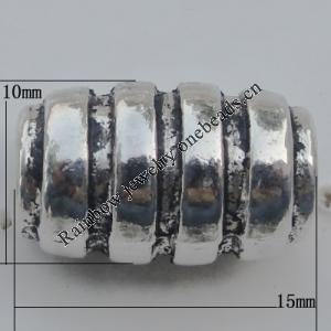 European style Beads Zinc Alloy Jewelry Findings Lead-free, 15x10mm Hole:4.5mm, Sold by Bag