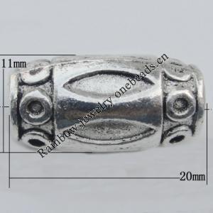 European style Beads Zinc Alloy Jewelry Findings Lead-free, 20x11mm Hole:5mm, Sold by Bag